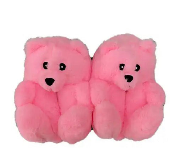 Fluffy Teddy Bear Slippers: Children 7-12