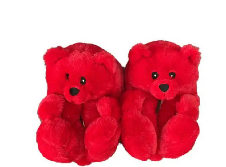 Fluffy Teddy Bear Slippers: Children 7-12