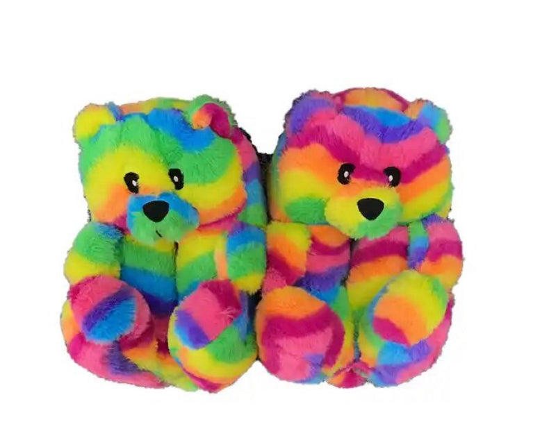 Fluffy Teddy Bear Slippers: Children 7-12
