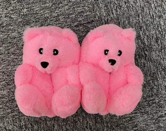 Fluffy Teddy Bear Slippers: Children 7-12